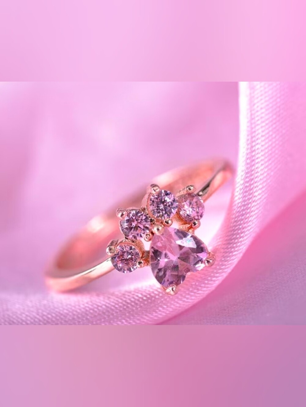 $8 Each Or Bundle 5/$20 Rose Gold Tone Pink Cat Paw Dainty Adjustable Ring